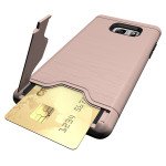 Wholesale Galaxy Note FE / Note Fan Edition / Note 7 Card Holder Hybrid Case (Rose Gold)